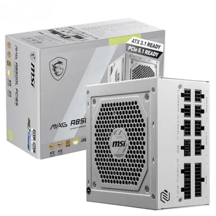 MSI MAG A850GL PCIE5 White Power Supply Unit, 850W, 80 Plus Gold, Fully Modular, ATX 3.0, PCIe 5.0