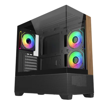 Cooler Master Elite 690 Wood Computer Case 3 X Pre-Installed Reverse Argb Fans - Black