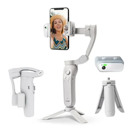 Digitek (DSG-007F AI) 3-Axis Gray Smartphone Gimbal - Foldable Handheld Vlogging Stabilizer with AI Tracking Feature